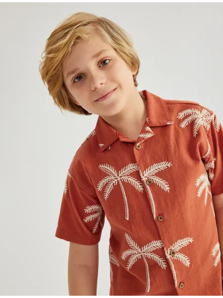 KOTON Рубашка хлопковая с вышивкой