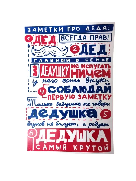 Магнит виниловый А4 Правила деда 21х30 см