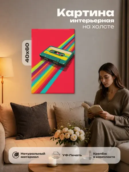 Розовый Гусь Картина интерьерная на стену 40х60 музыка поп-арт абстракция