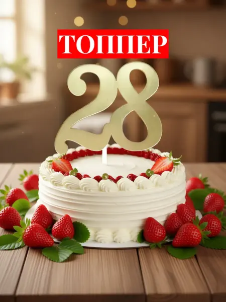 Топпер для торта "Юбилейная цифра 28"