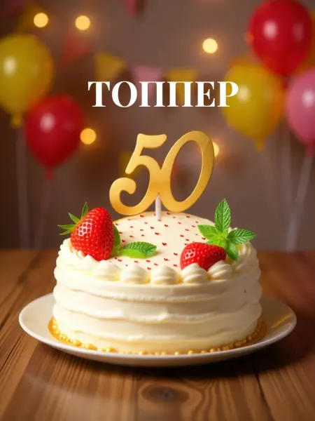 Топпер для торта "Юбилейная цифра 50"
