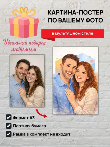 Картина-постер по вашему фото в мультяшном стиле А3