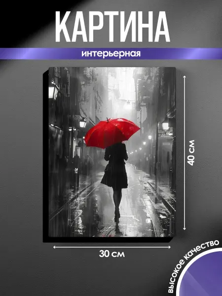 SUN&MOON Картина на стену Девушка с красным зонтом