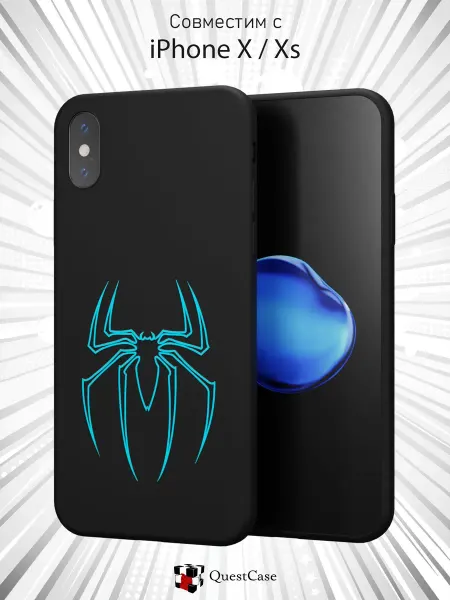 QuestCase Чехол на Apple iPhone X и XS с принтом Паук