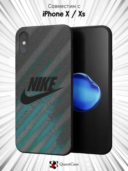 QuestCase Чехол на iPhone X и XS с принтом Найк