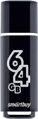 SmartBuy Glossy 64 ГБ USB-флеш-накопитель, USB 2.0, USB Type-A, SB64GBGS-K, черный, белый