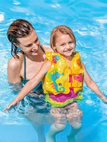 Жилет для плавания детский INTEX, 3-5 лет, до 25 кг, для бассейна и пляжа, "Весёлые рыбки", размер 41 x 30 см