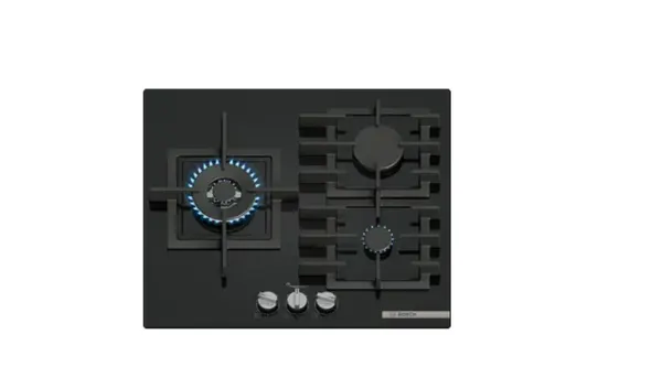 BOSCH Газовая варочная панель PPC6A6I40O, 3 конфорки, черная