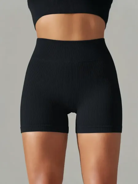 LIN FASHION Шорты для фитнеса в рубчик