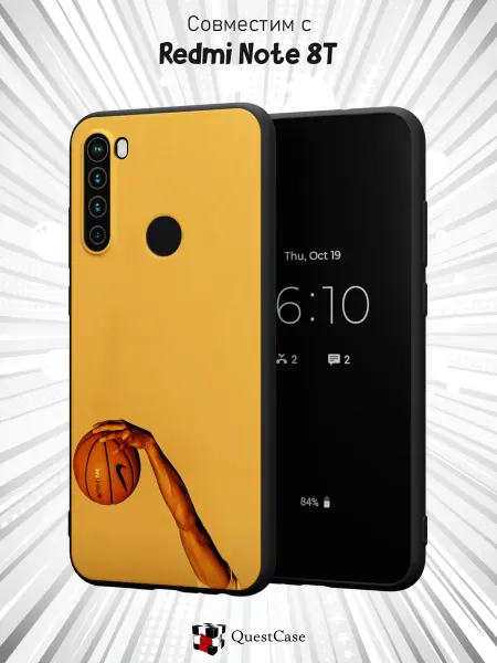 QuestCase Чехол на Xiaomi Redmi Note 8T с принтом Баскетбол