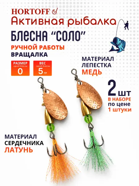 HORTOFF Блесна вращающаяся для рыбалки "Соло-06", на щуку, 2 шт