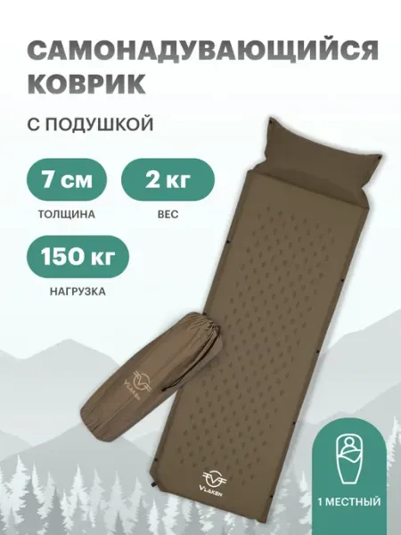 Vlaken Коврик самонадувающийся одноместный Матрас туристический
