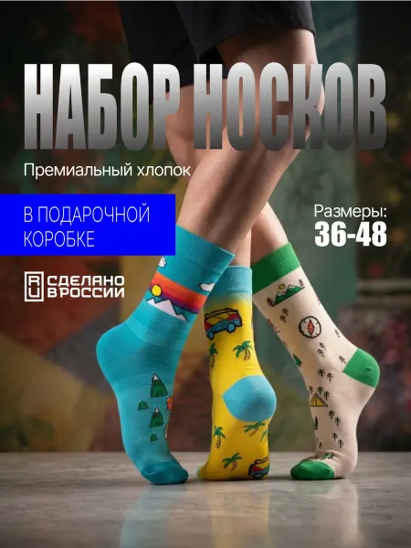 Babushka Носки с принтом рисунком цветные летние
