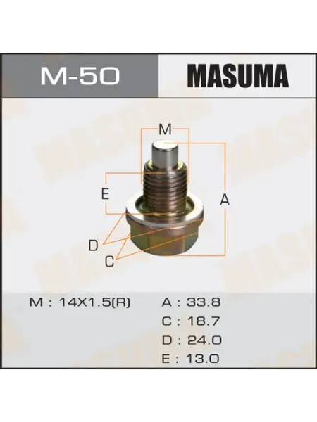 MASUMA Болт слива масла M14 x 1.5 с магнитом