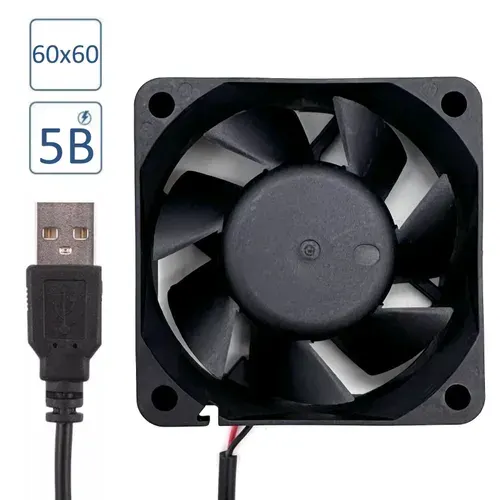 Вентилятор охлаждения, кулер 60x60x25, 5В DC, питание разъем USB, RQD6025 MS