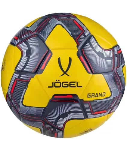 Мяч футбольный Jogel Grand №5 жёлтый Матчевый, Коллекция 2025-2026, Линейка Pro Training, не пропускает влагу, для тренировок и соревнований профессиональных команд, Официальный размер и вес FIFA