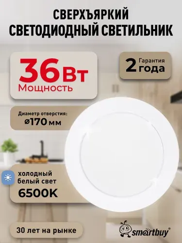 Встраиваемый светильник DL-2 Smartbuy-36W/6500K/IP40 2520 лм белый