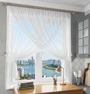 K&A Home Комплект штор 300х170 см 2 шт для кухни вуаль однотонный белый
