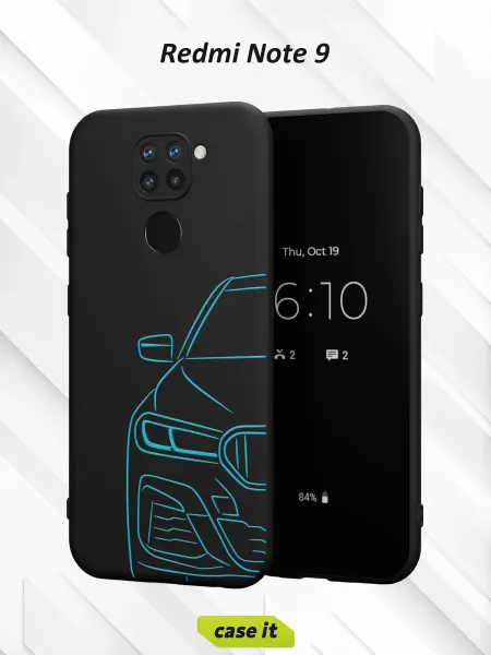 Case it Чехол на Redmi Note 9 с принтом силуэт BMW 5 серии