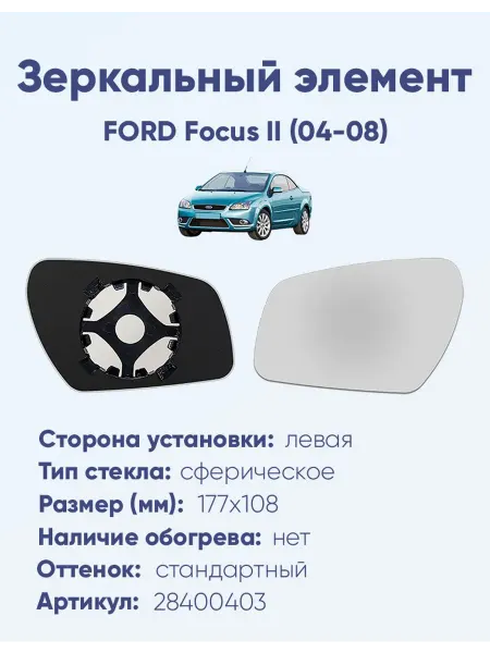 ERGON Зеркало FORD Focus II (04-08) 28400403
