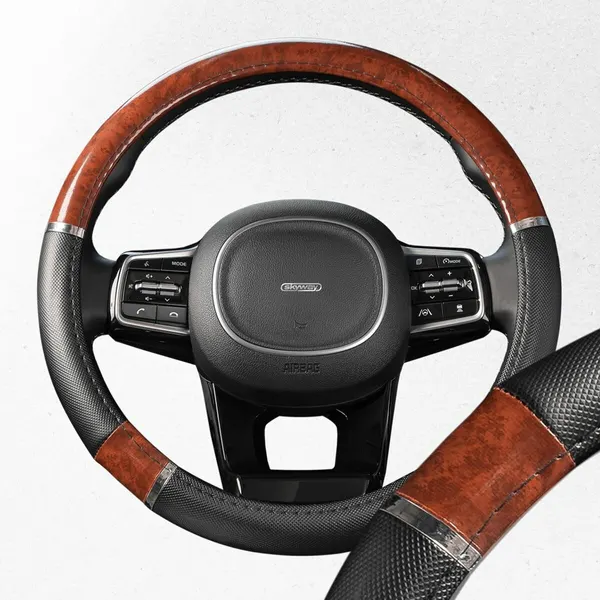 SKYWAY Оплетка экокожа M Wood- 8 Черно-Коричневая S01102058