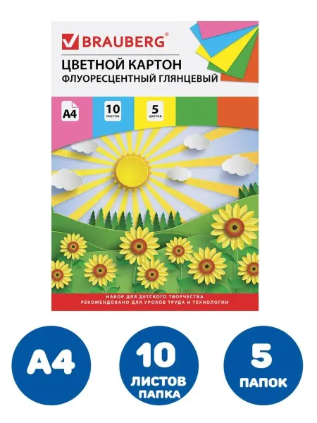 Brauberg Картон цветной А4 5 наборов