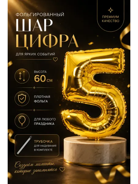 Lea Holiday Воздушные шарики цифра 5 пять