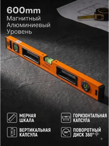 Startul Уровень пузырьковый магнитный 600 мм Standart ST2530-060M