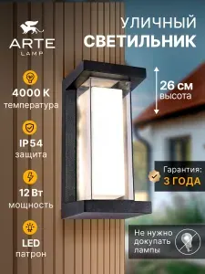 Arte Lamp Уличный настенный светильник ULYSSES A8510AL-1BK