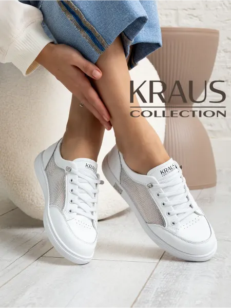 KRAUS Collection Кеды женские белые летние дышащие натуральная кожа