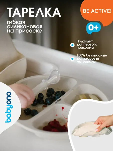 Babyono Детская тарелка для прикорма с присосками 6 мес+