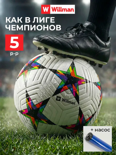 Willman Мяч футбольный размер 5 с насосом
