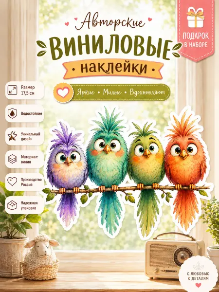 STIKERLAB Забавная наклейка с птицами, виниловая наклейка