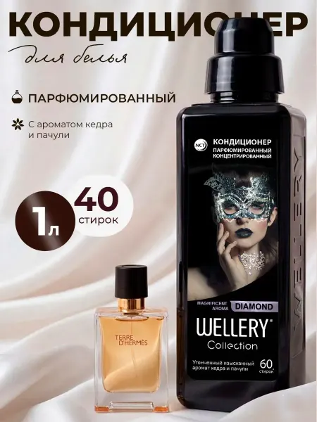 Wellery Кондиционер для белья парфюмированный, пачули и кедр