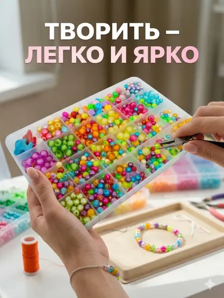 Бисер набор бусин для плетения браслетов в органайзере