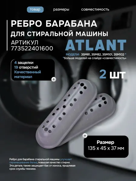 Атлант Ребро барабана стиральной машины Atlant лопасть бойник