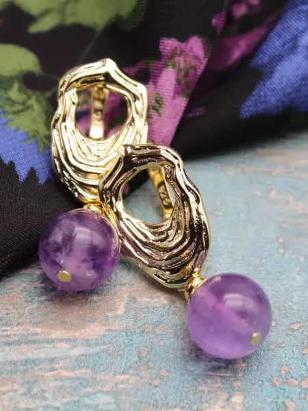 TE jewelry Серьги с натуральным фиолетовым камнем "Виолетта"