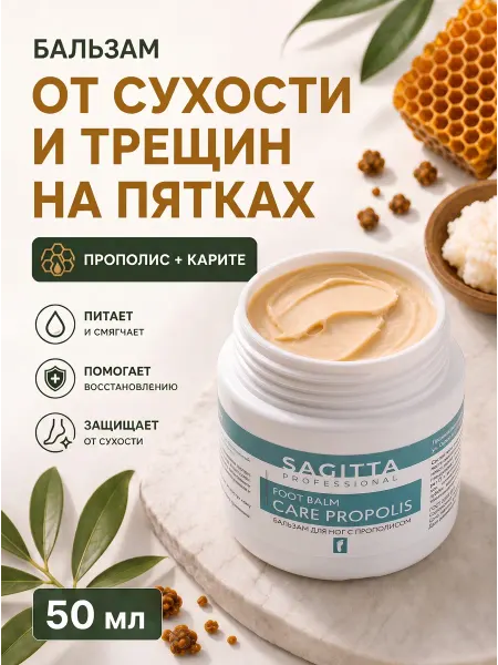 Sagitta Бальзам для ног с прополисом, пчелиным воском и маслом ши