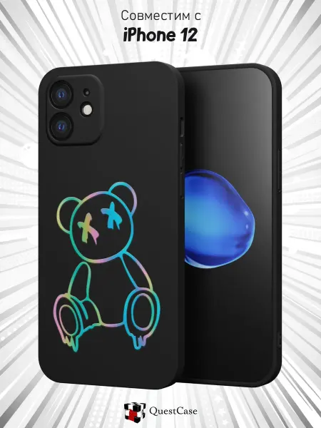 QuestCase Чехол на iPhone 12 с принтом Мишка