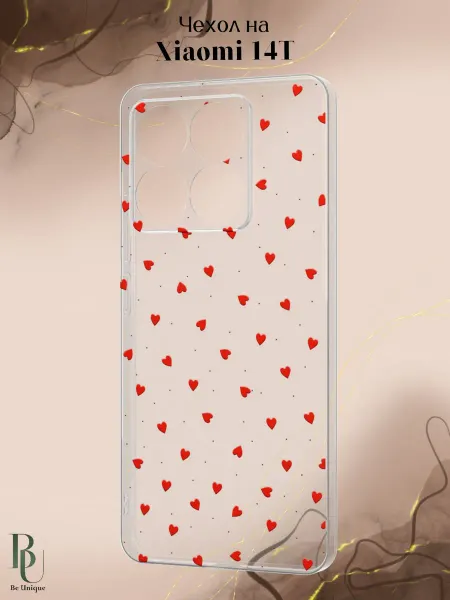 Be Unique Чехол на Xiaomi 14T с принтом Сердечки