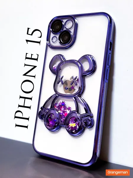 Orangeman Чехол на iphone 15 Мишка Bearbrick KAWS