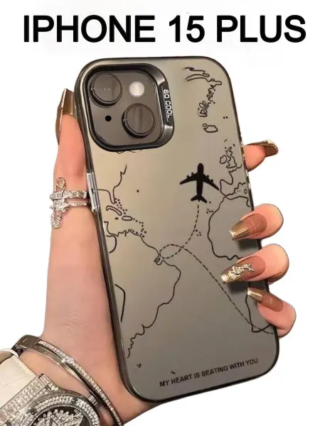 CASE HOUSE Чехол на iPhone 15 plus противоударный с принтом самолет