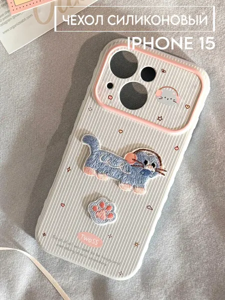 TwoSS Чехол на iPhone 15 с котиком Pinterest