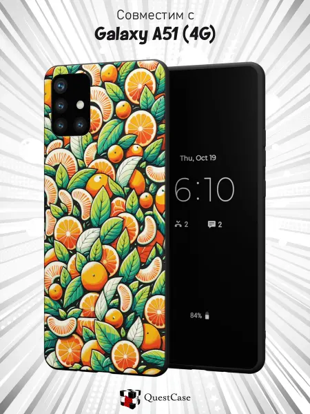 QuestCase Чехол на Samsung A51 4G с принтом Мандарины