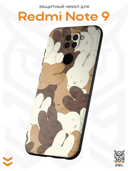 OWL369 Чехол на Xiaomi Redmi Note 9 с принтом Зайчики