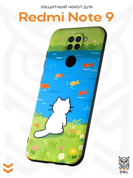 OWL369 Чехол на Xiaomi Redmi Note 9 с принтом Котик