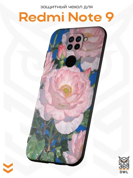 OWL369 Чехол на Xiaomi Redmi Note 9 с принтом Пионы