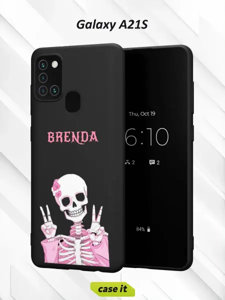 Case it Чехол на Samsung A21Sс принтом Розовый скелет
