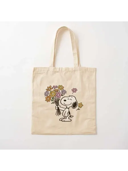 Футболки с принтами B&W Сумка шоппер Snoopy с букетом
