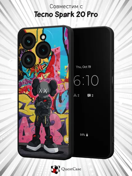 QuestCase Чехол на Tecno Spark 20 Pro c принтом KAWS
